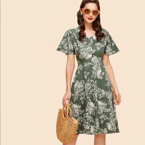 Beautiful Floral Print Button Front Dress